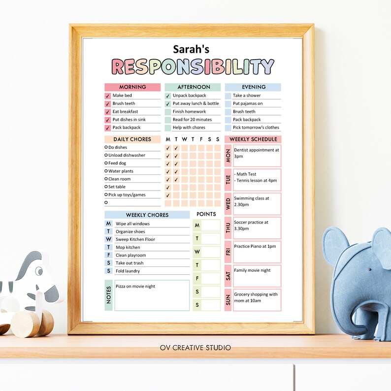 Editable Responsibility Chore Chart for Kids | Printable | Children Daily Weekly Schedule | Kids Chore List | Daily Routine Checklist | PDF image 3