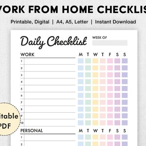 Editable Daily Checklist | Printable Weekly To Do List | Daily Checklist Template | Weekly Task Planner Template | Weekly Routine PDF