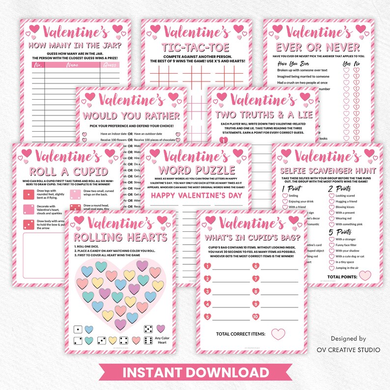 Valentines Day Printable Games | Valentines Party Games Bundle ...
