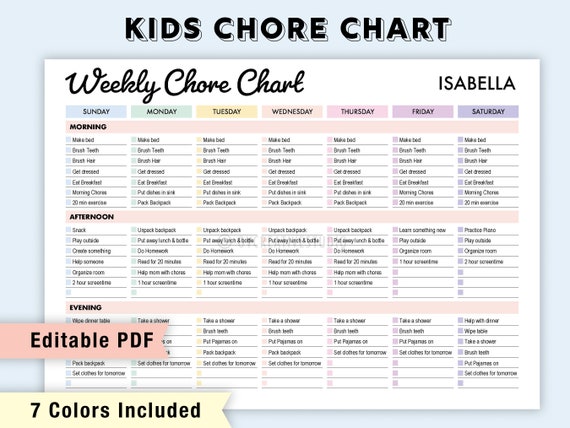 Chore Chart Template - Fill Online, Printable, Fillable, Blank