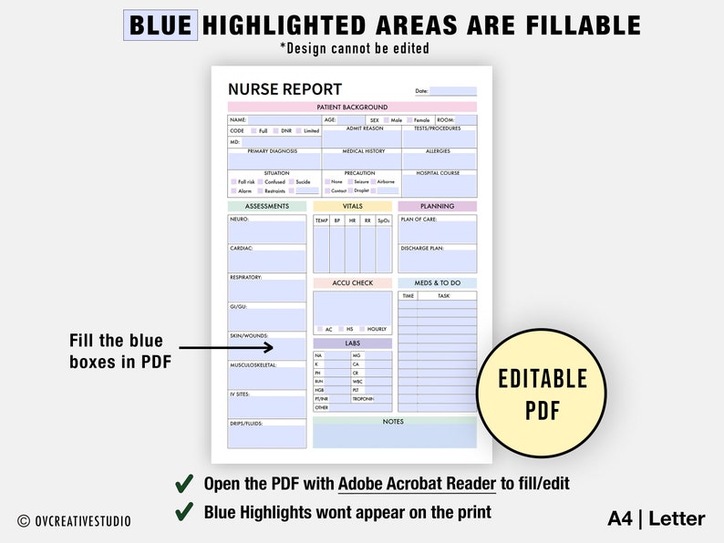 Editable Nurse Report Sheet Printable - Il 794xN.4814865392 2xyz
