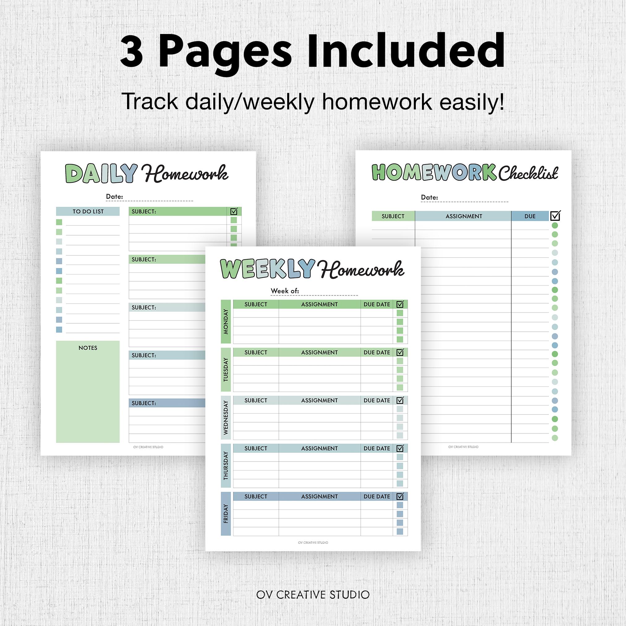 Editable Homework Planner | Printable, Digital | Student Planner ...