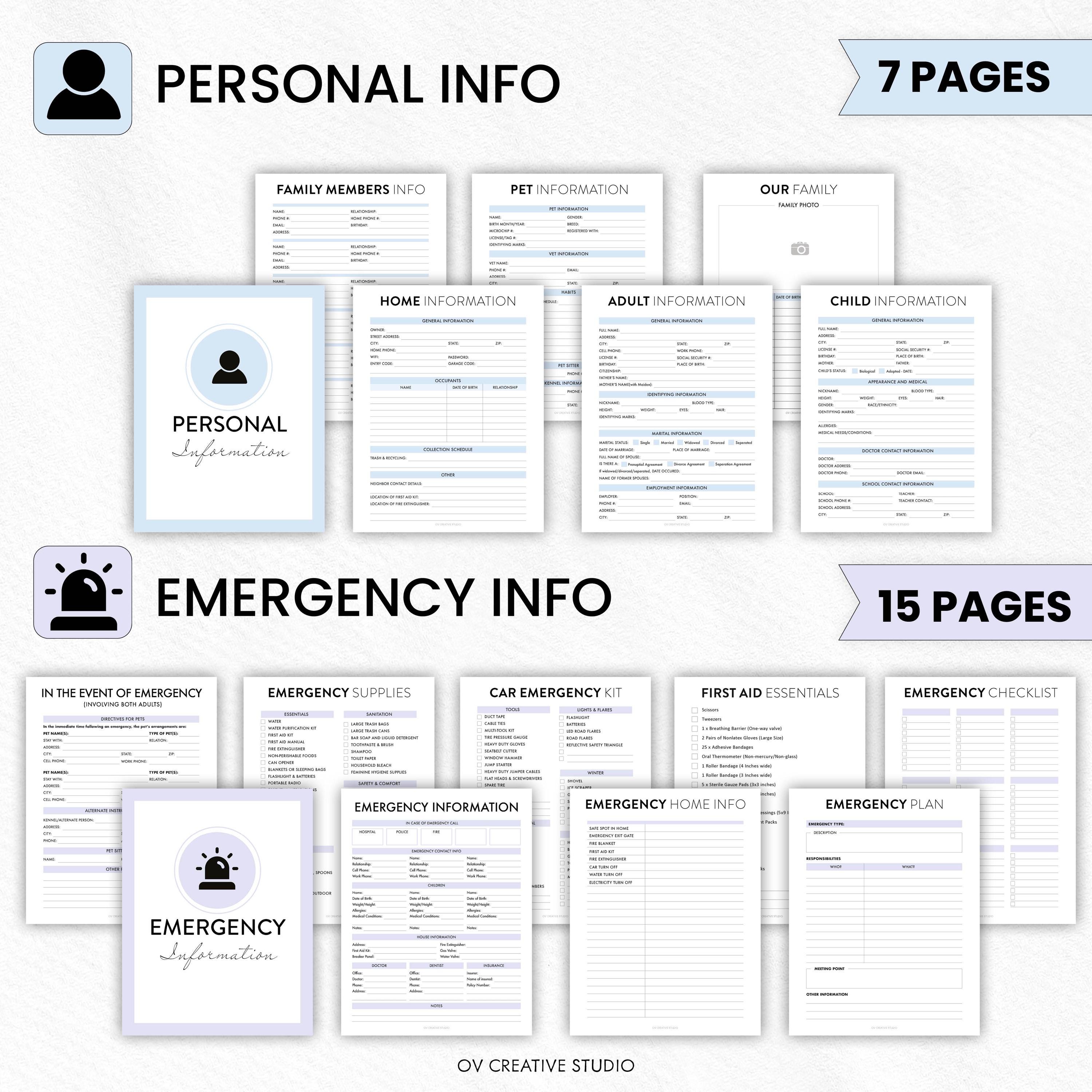 Editable Emergency Planner Binder | Just in Case Planner, What If ...