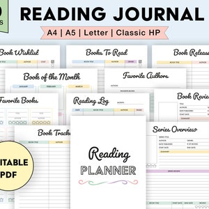 Reading Planner Printable | Editable | Reading Journal Bundle | Book ...