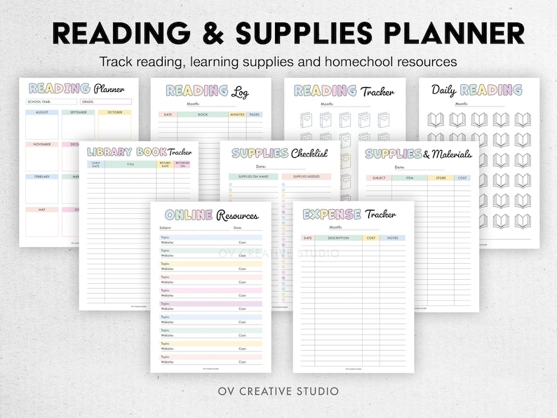 Editable Homeschool Planner Bundle Printable, Digital Academic, Lesson, Subject Unit, Homework, Assignments, Reading, Field Trip, Exams image 5