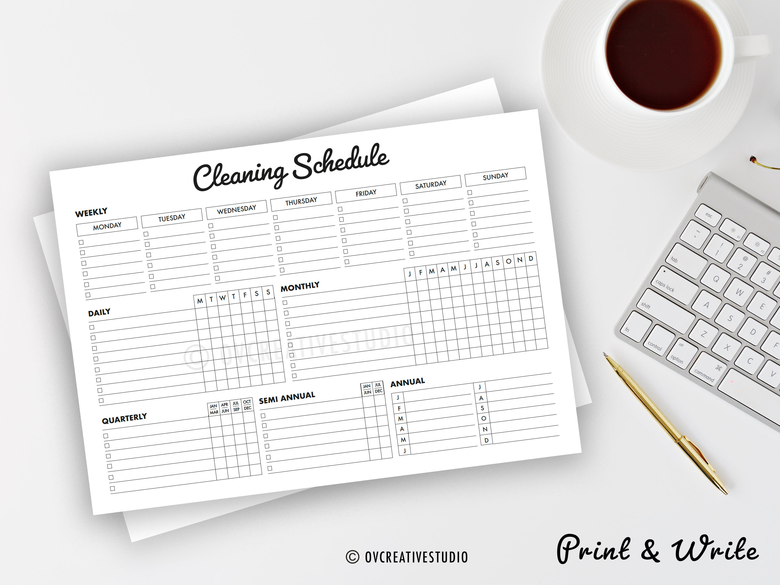 Editable Cleaning Schedule | Printable | Weekly, Monthly, Yearly ...