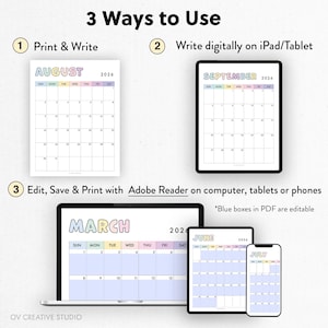 2026 Monthly Calendar | Printable, Fillable | Dated Monthly Template | 2026 Digital | Portrait, Vertical, 2026 Diary Insert | A4, A5, Letter image 7