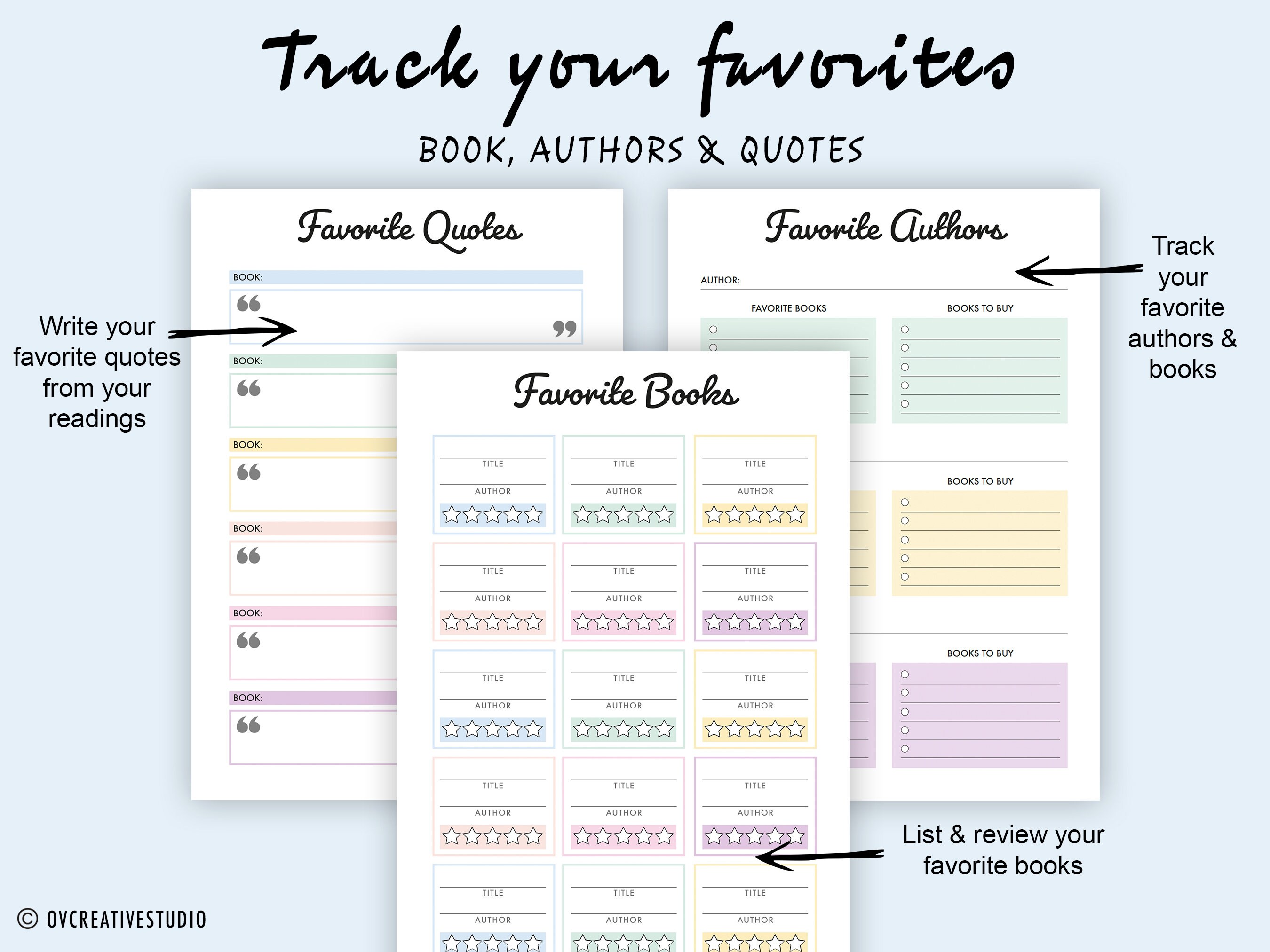 Reading Planner Printable | Editable | Reading Journal Bundle | Book ...