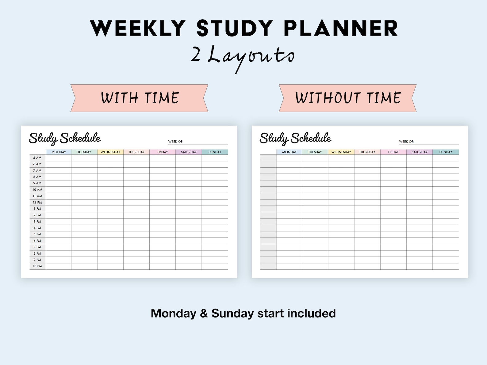 Editable Weekly Study Schedule Printable Study Planner - Etsy