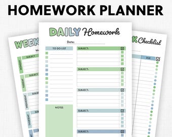 Editable Homework Planner | Printable, Digital | Student Planner | Assignment Checklist, Study Planner | School Tracker Template | PDF