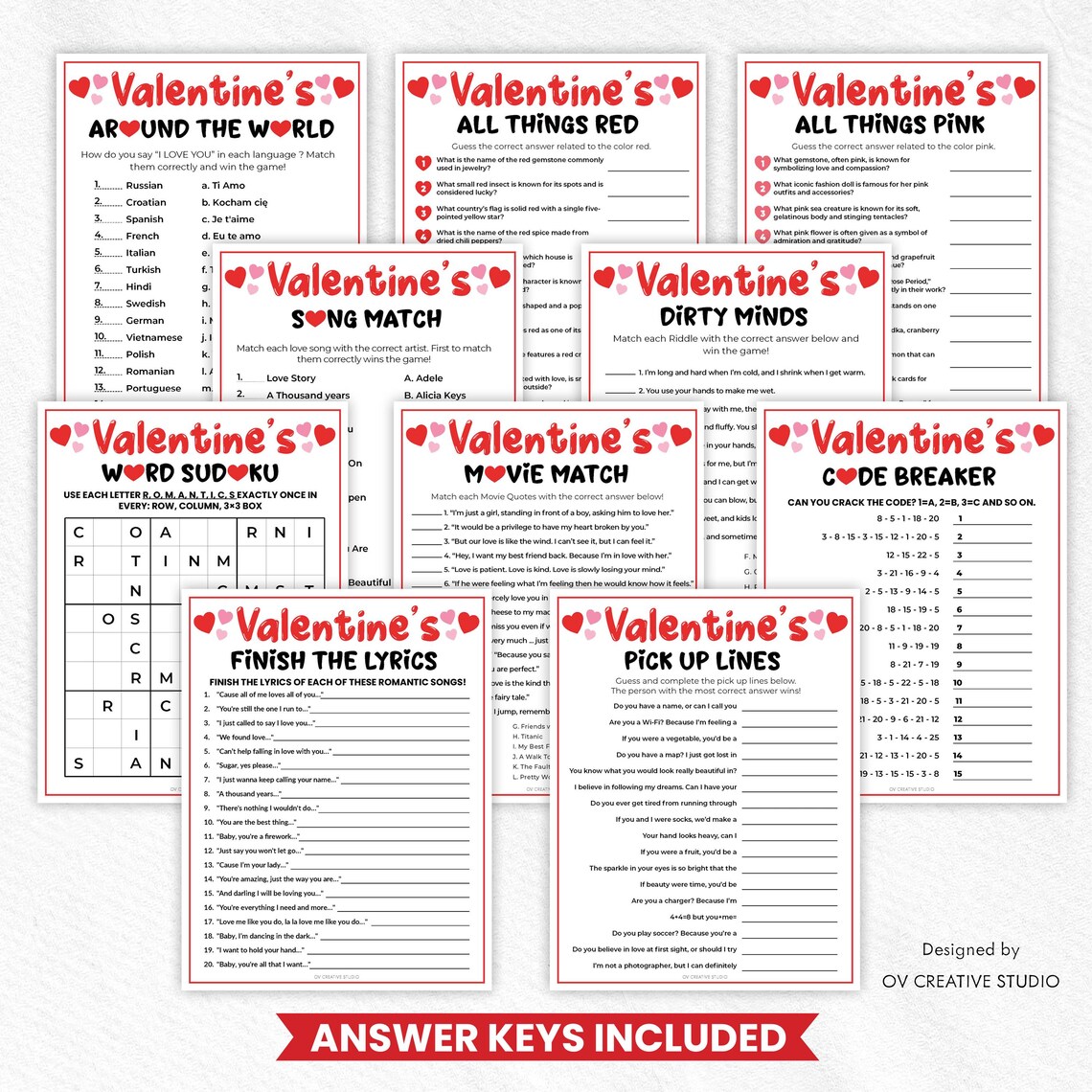 Valentines Day Printable Games | Valentines Party Games Bundle ...