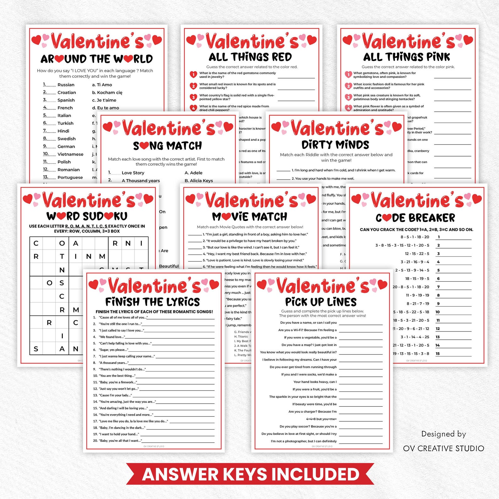 Valentines Day Printable Games | Valentines Party Games Bundle ...
