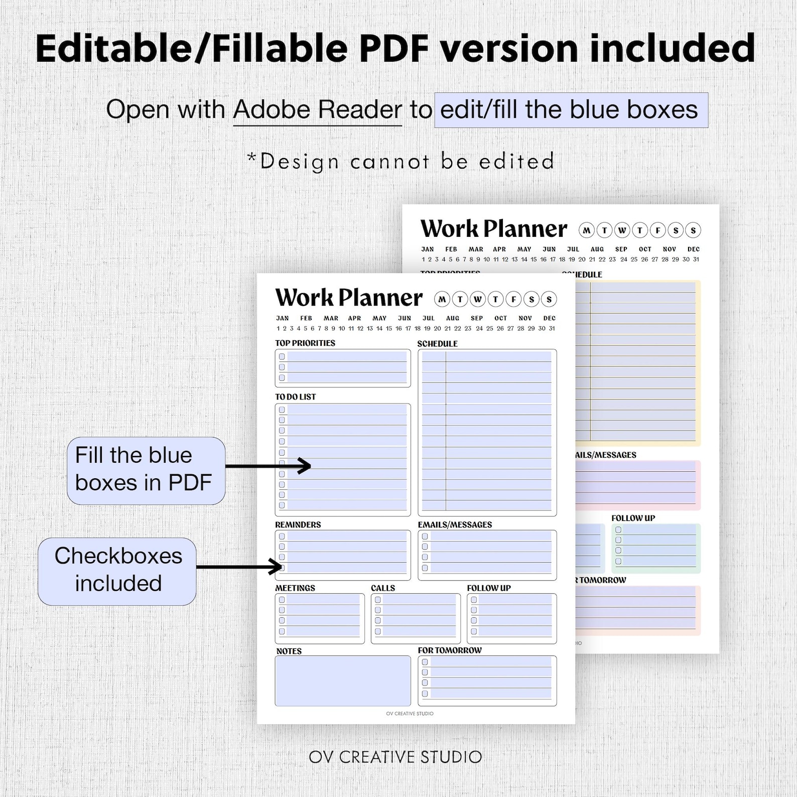 Editable Work Day Planner | Printable Work Day Organizer | Office Task ...