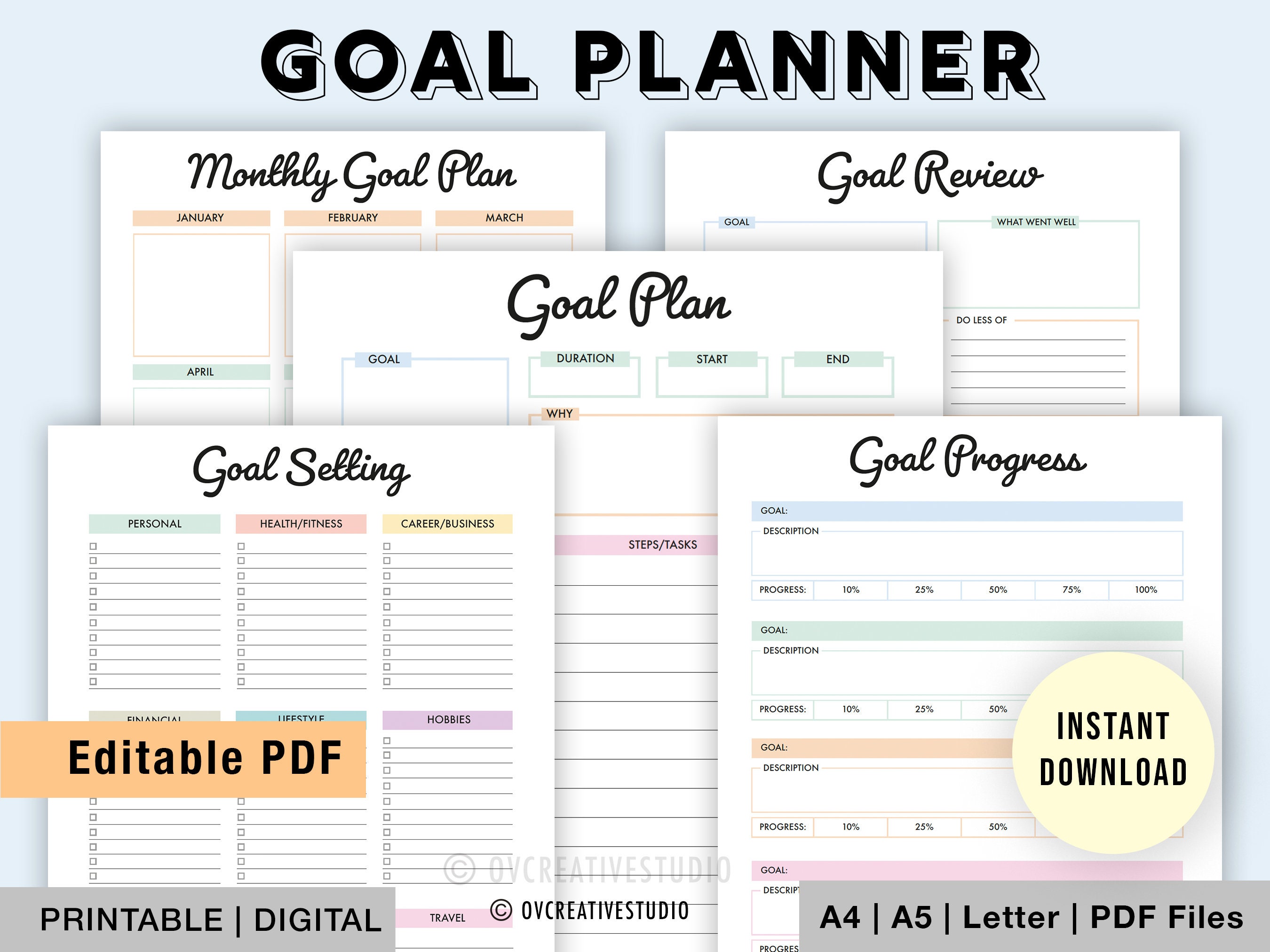 Editable Goal Planner Printable 2023 Goal Planner 2023 - Etsy UK