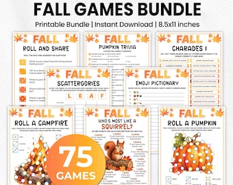 Fall Games Bundle | Autumn Printable Party Games | Trivia, Puzzles | For Kids, Family Game Night, Office, Friends | Halloween, Thanksgiving
