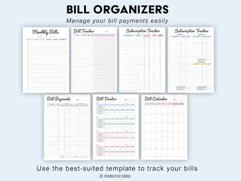 Editable Bill Payment Tracker Bundle Monthly Bill Tracker Printable Subscription Tracker, Bill Log Bill Payment Checklist Digital PDF image 2