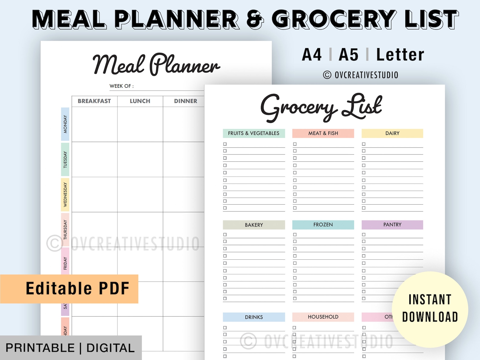 Meal planner on Etsy