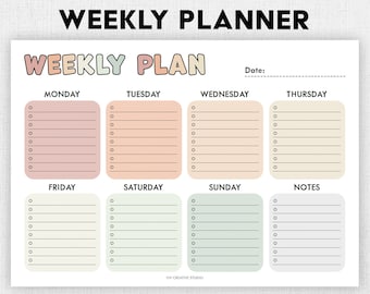 Editable Weekly Planner | Printable, Digital | Weekly Planner PDF | Weekly Organizer | Weekly To Do List Template | Weekly Plan | Week Plan
