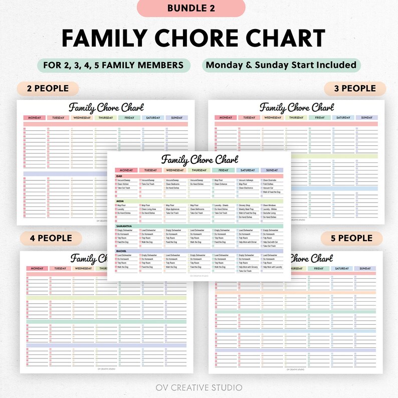 Editable Kids Chore Chart & Cleaning Schedule Bundle | Reward ...