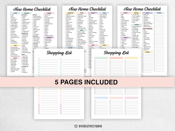 Best Apartment Essentials Printable Checklist, New Home Shopping