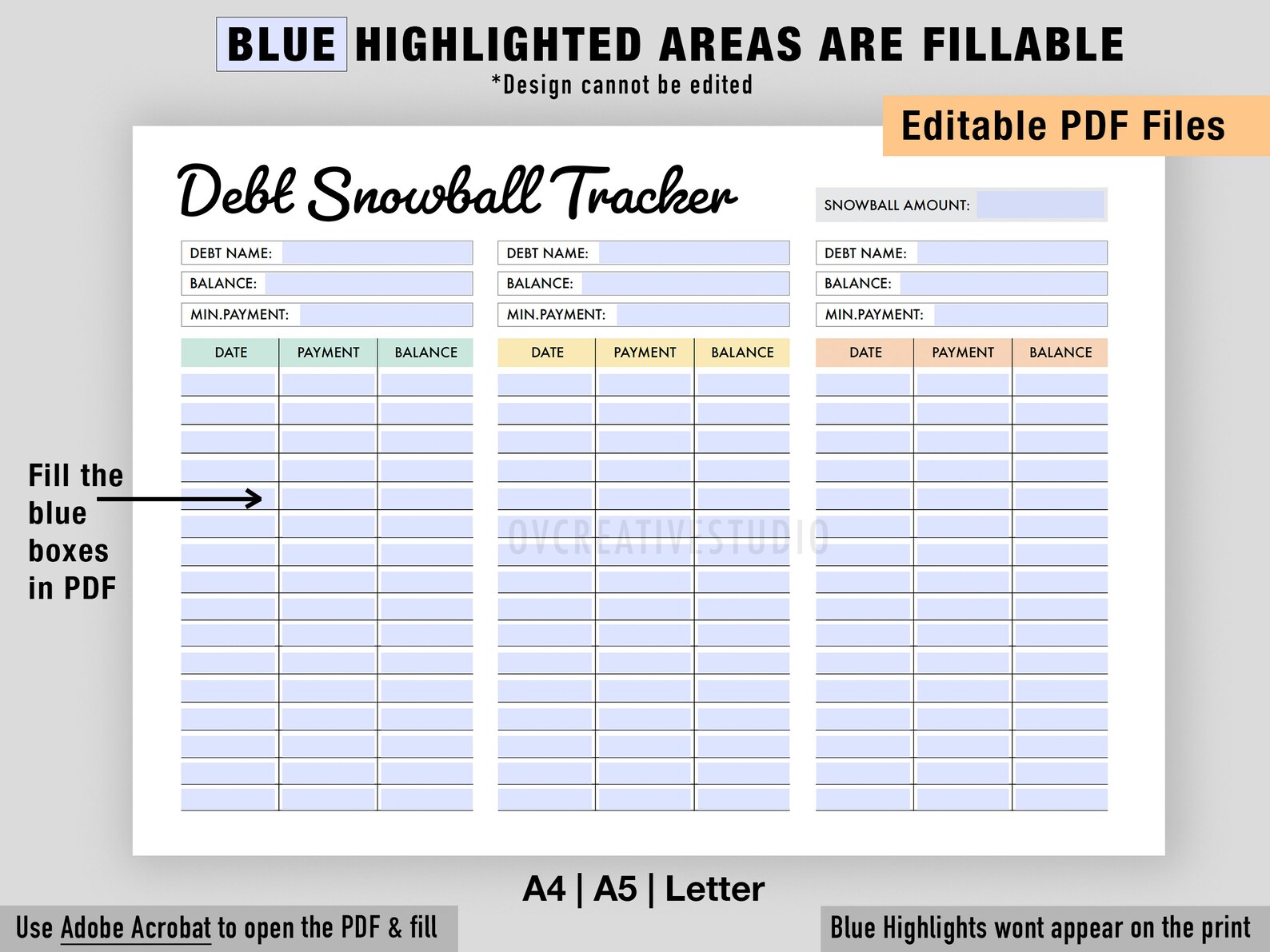 Editable Debt Snowball Tracker Printable Debt Payment | Etsy