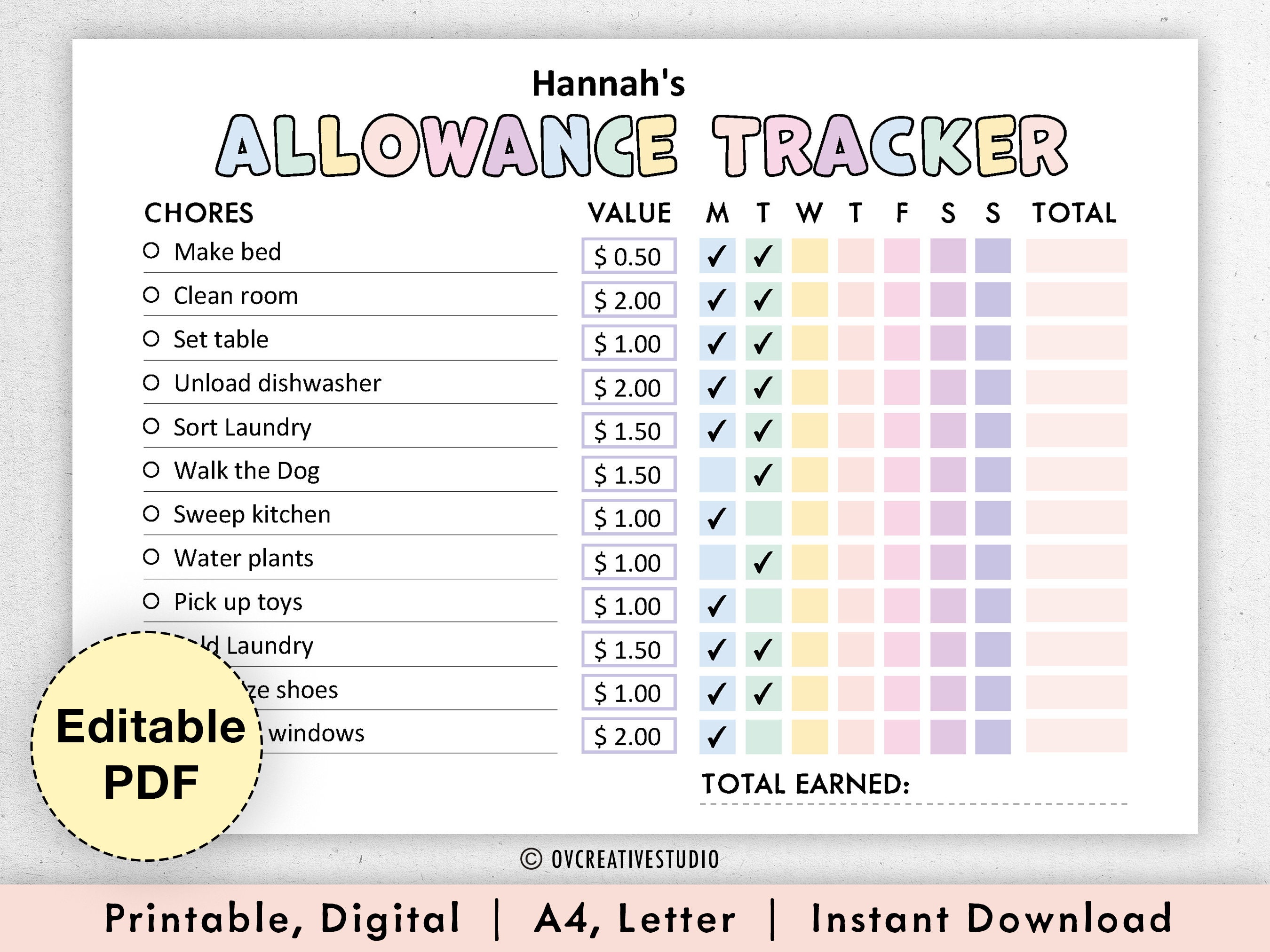 Allowance Chore Chart Template