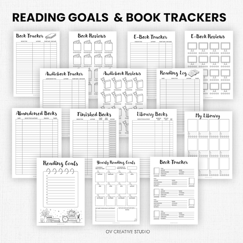 Reading Planner Printable | Reading Journal Bundle | Book Tracker, Log ...