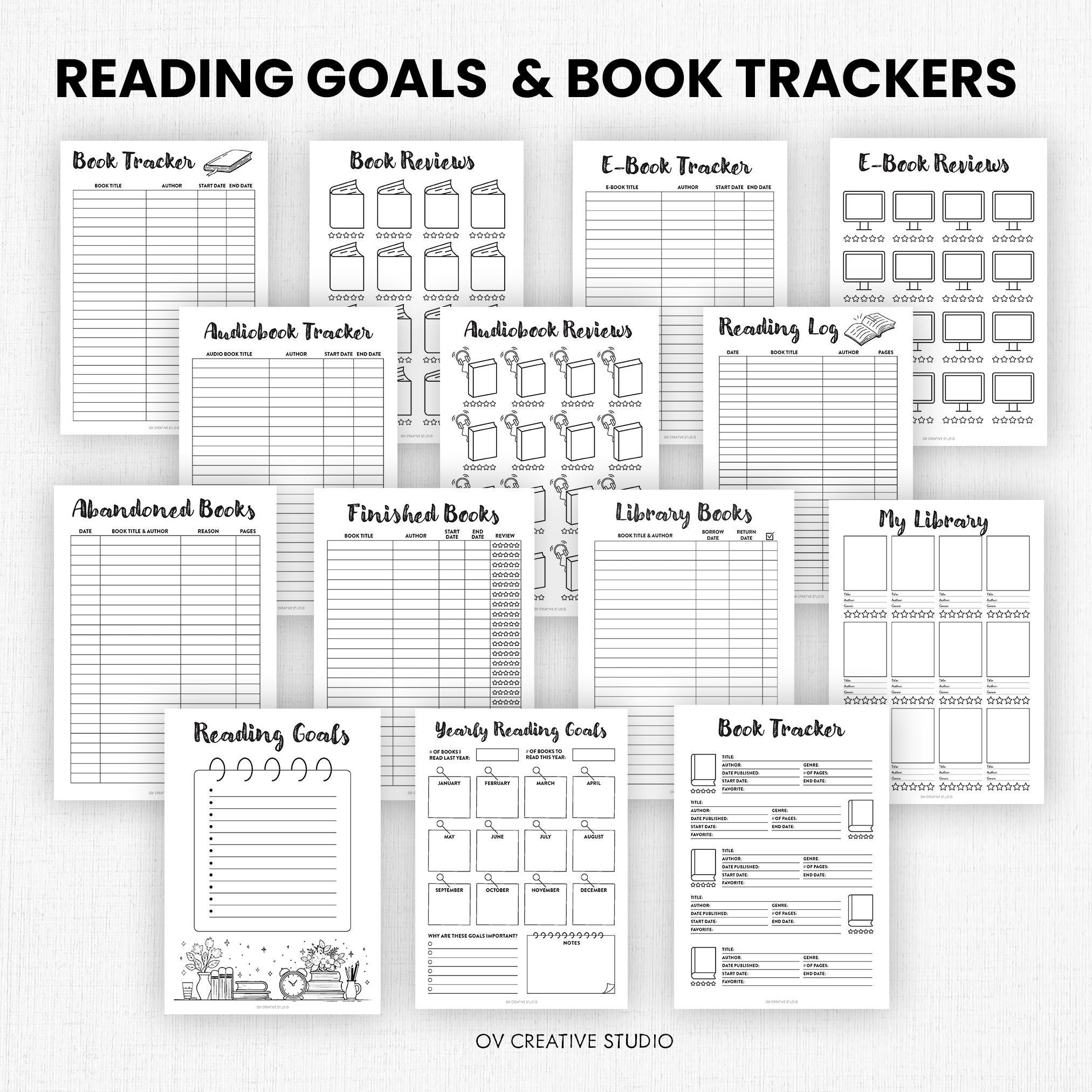 Reading Planner Printable | Reading Journal Bundle | Book Tracker, Log ...