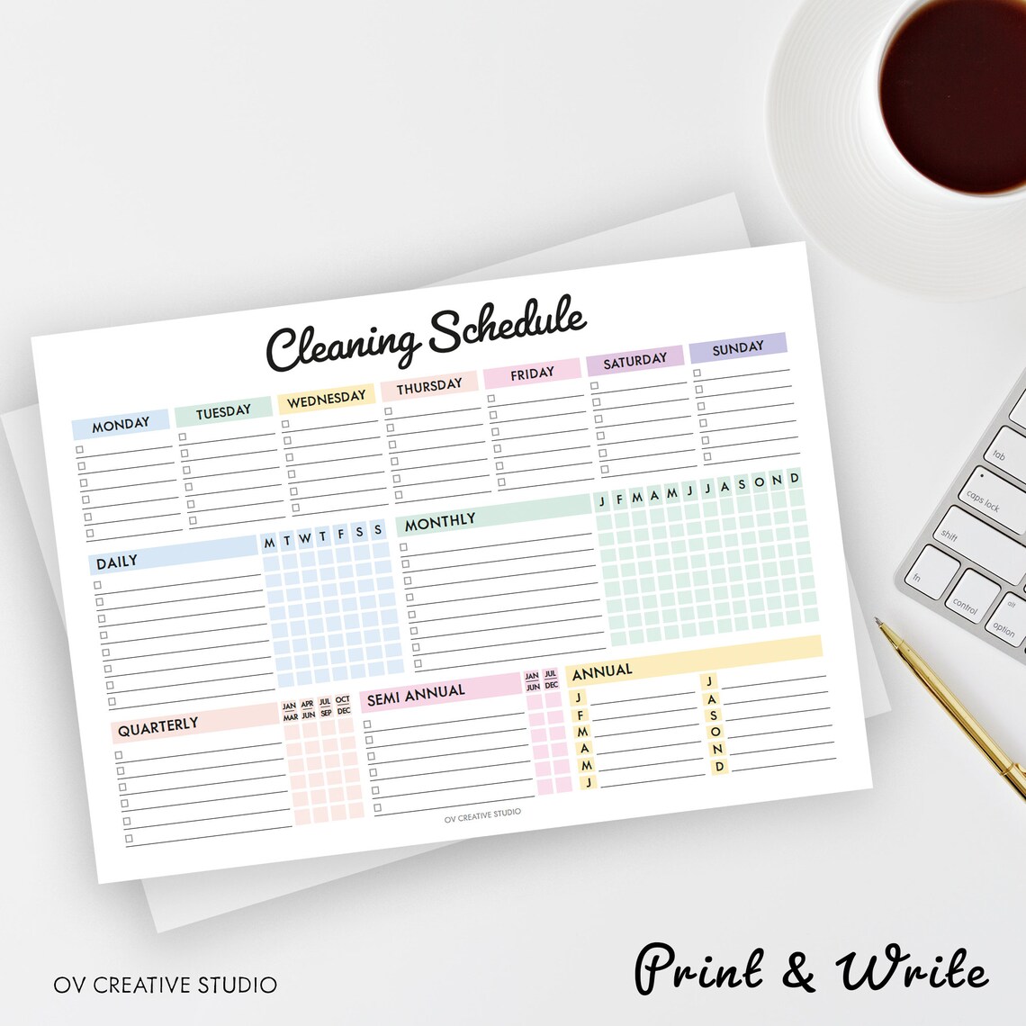 EDITABLE Cleaning Schedule | Printable | Weekly, Monthly, Yearly ...