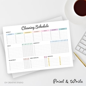 Editable Cleaning Schedule Printable Weekly, Monthly, Yearly Cleaning Checklist , ADHD, Cleaning Planner, House Chore List Digital PDF image 3