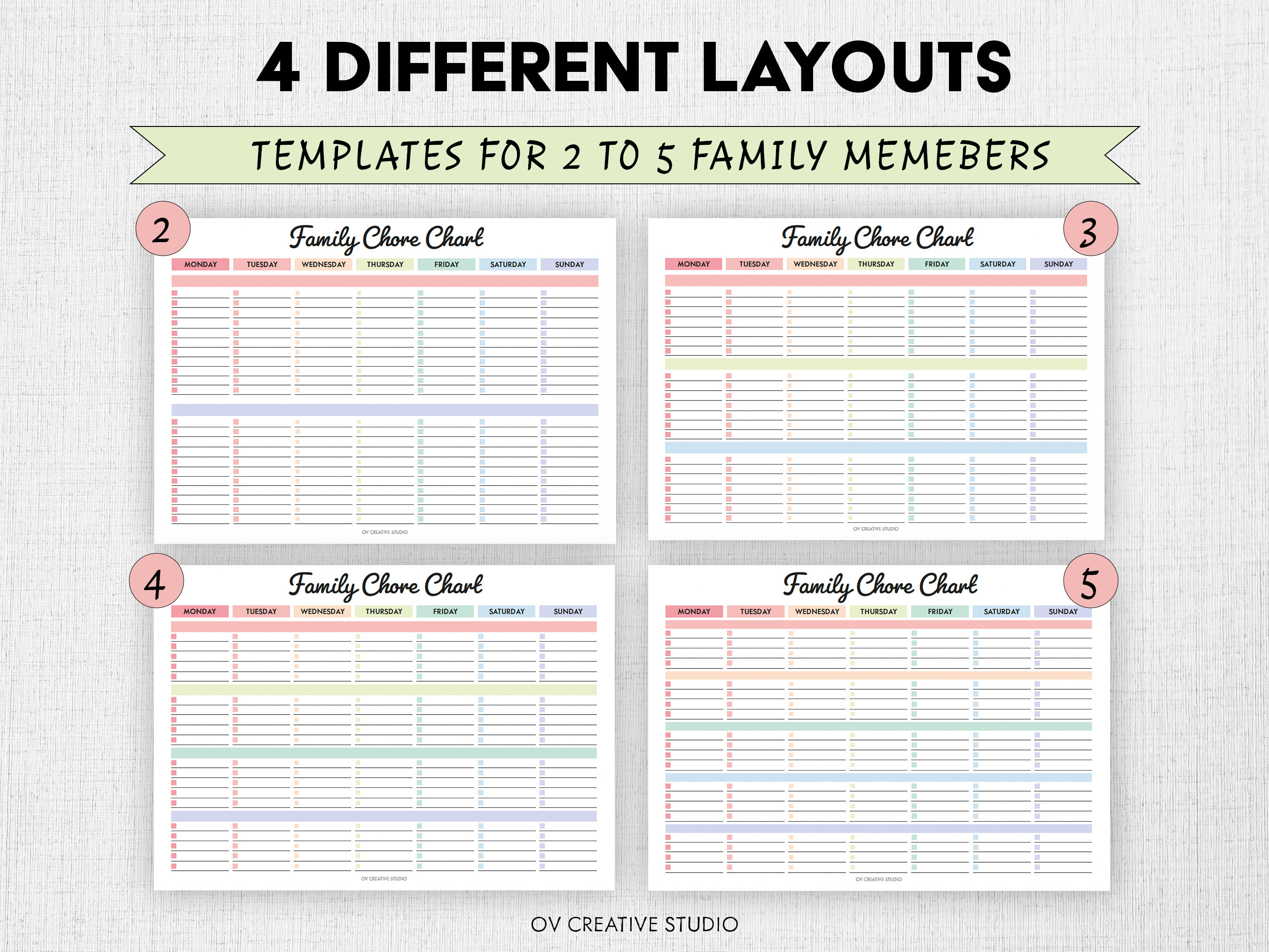EDITABLE Family Chore Chart | | Printable Weekly Chore List | Kids ...