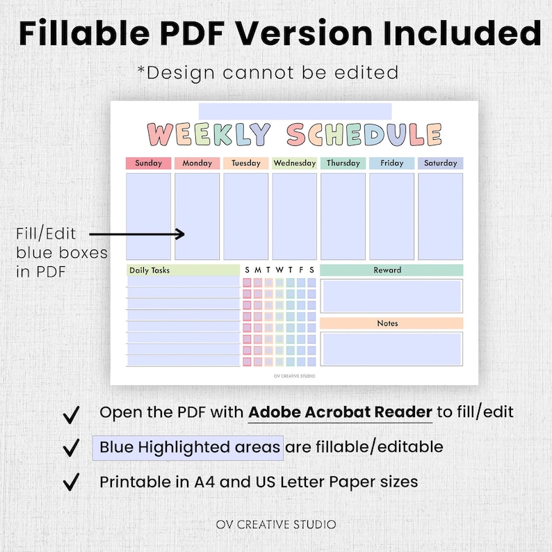 Editable Weekly Schedule | Weekly School Schedule | Weekly Planner, To ...