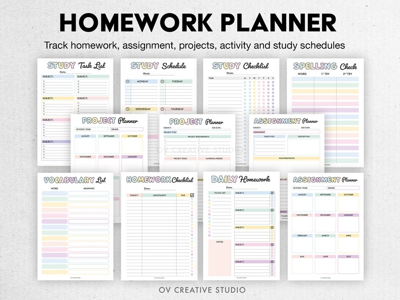 Editable Homeschool Planner Bundle Printable, Digital Academic, Lesson, Subject Unit, Homework, Assignments, Reading, Field Trip, Exams image 4