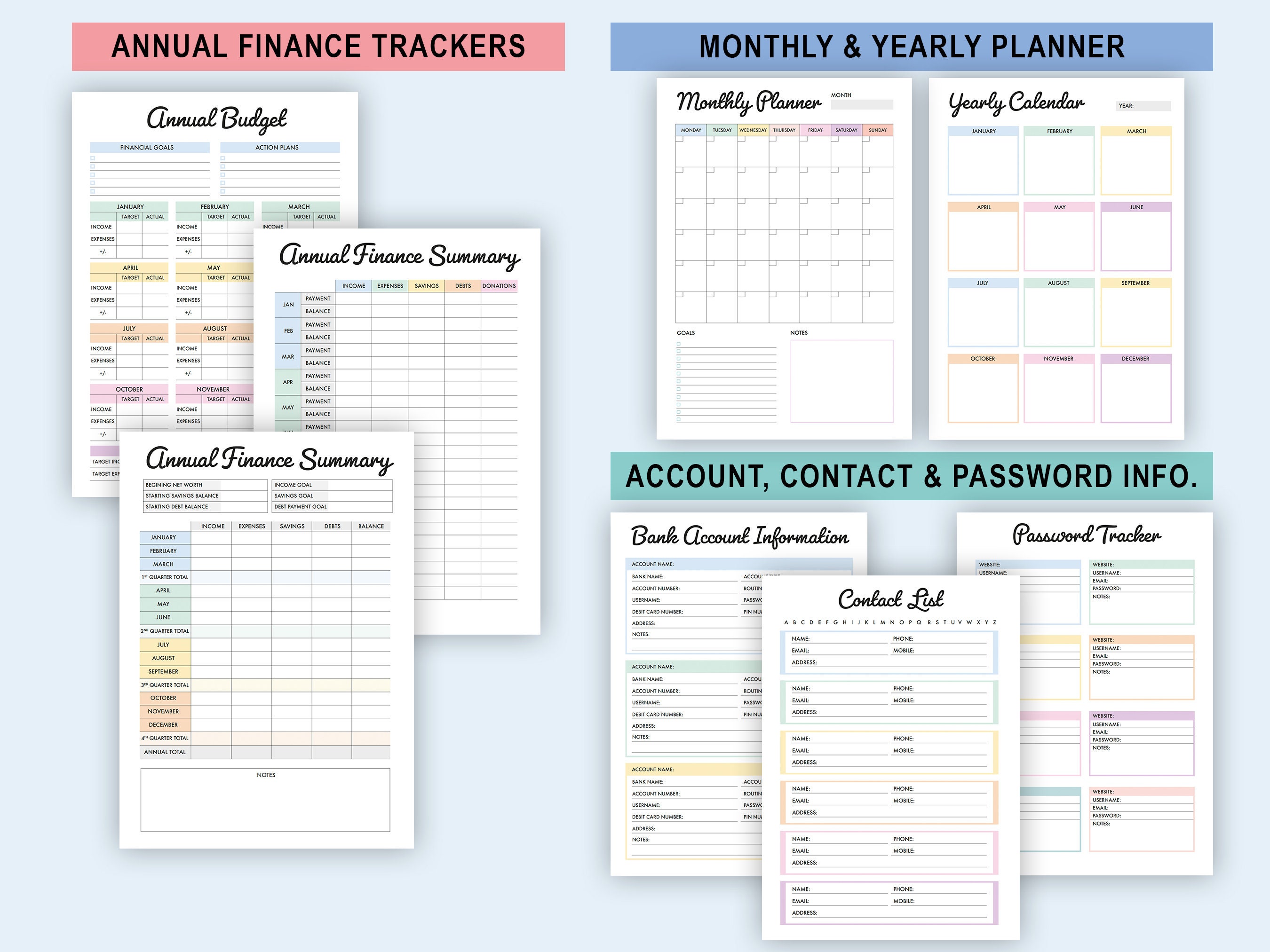 Printable Financial Planner BUNDLE | Digital PDF | Budget Tracker ...