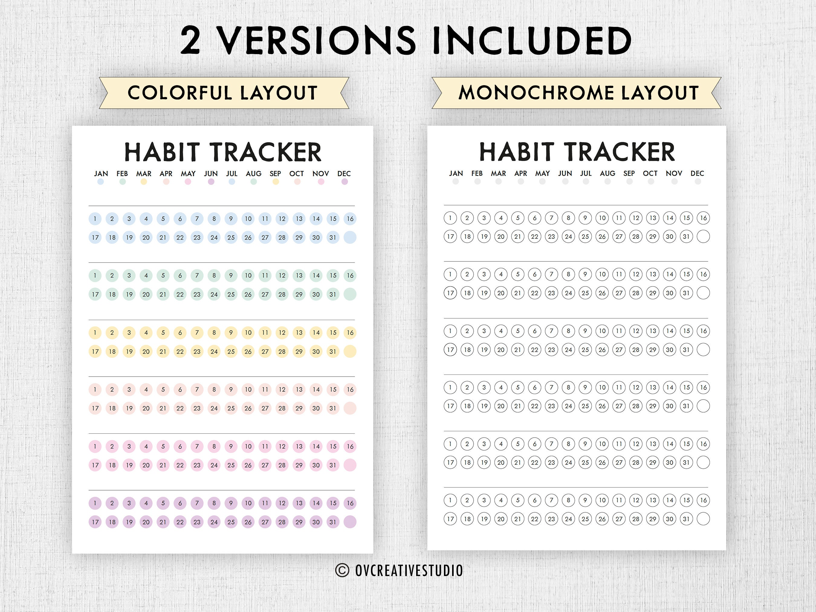 Editable Weekly Habit Tracker | Printable Daily Monthly Habit Tracker ...