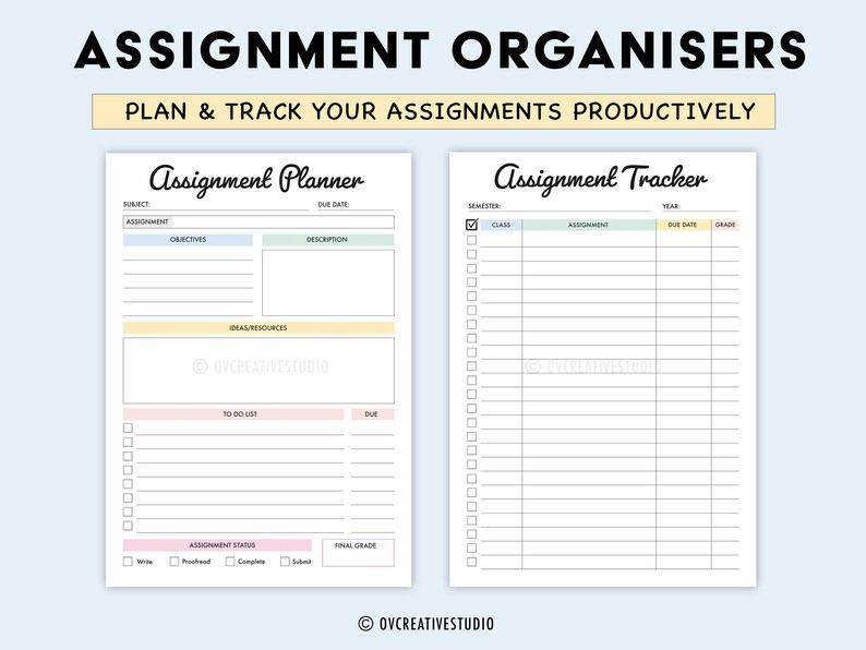 Editable Assignment Planner, Assignment Tracker | Study Planner ...