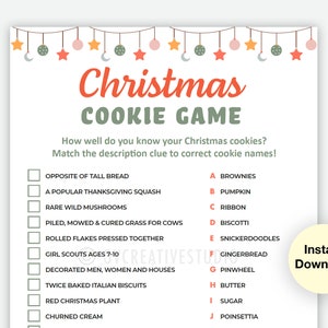 Christmas Cookie Quiz Game Printable | Christmas Family Activity | Kids, Adults | Christmas Office Party Games, Holiday Party Games Download