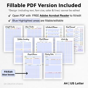 Personal Planner Bundle Printable, Digital | Fillable PDF | Journal ...