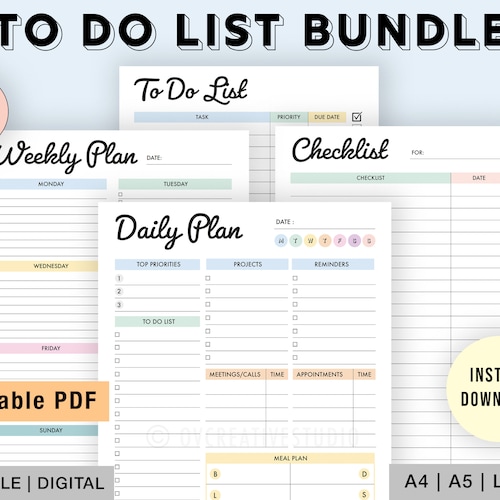 Printable To-do List Editable Checklist Template Master - Etsy