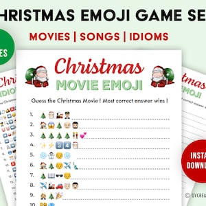 Christmas Emoji Pictionary Christmas Songs, Movies, Idioms Christmas Printable Game Christmas 