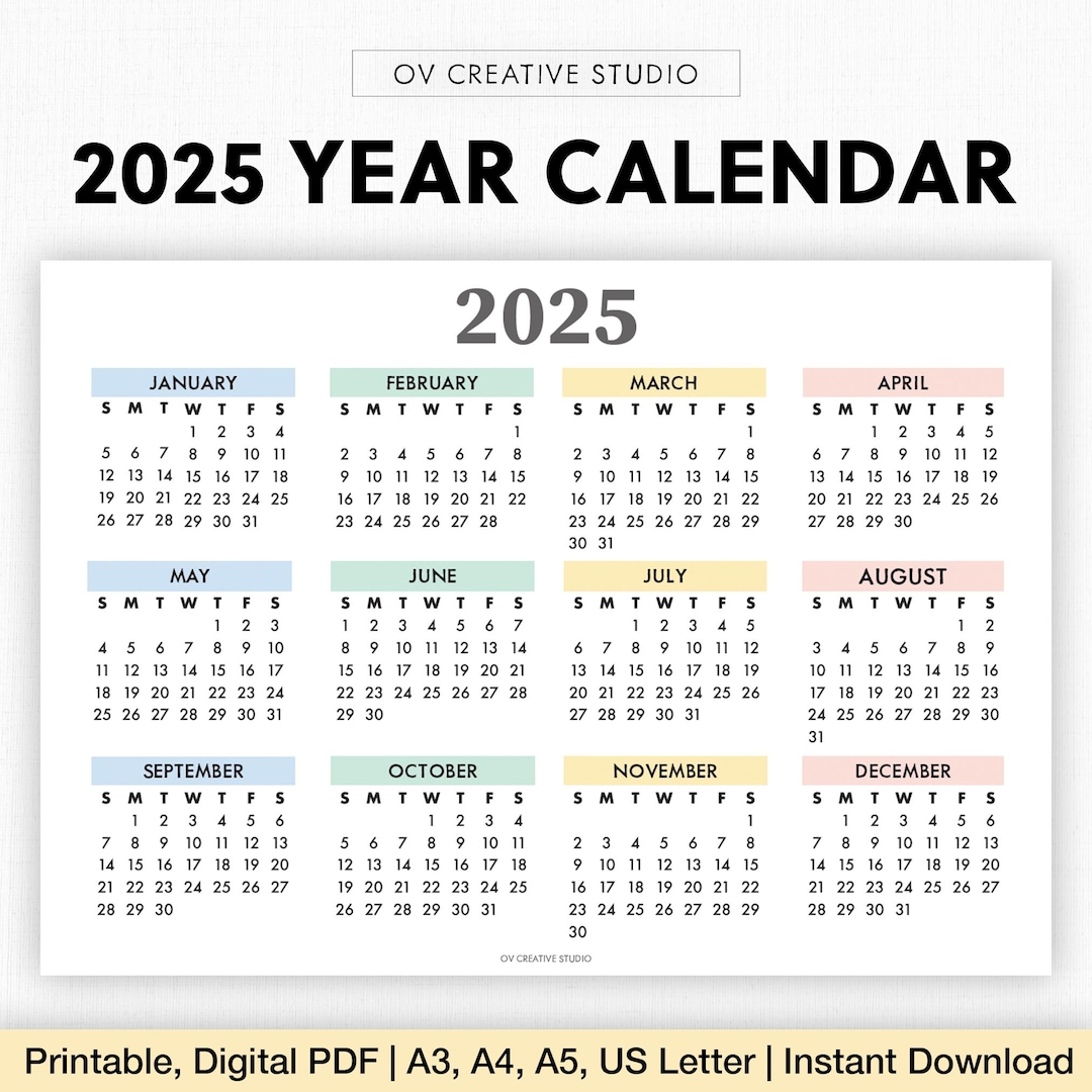 2025 Year Calendar Printable Year at a Glance Digital Download 2025 Annual Calendar Yearly Planner Yearly Tracker Wall Calendar - Etsy 2025-year-calendar-printable-year-at-a-glance-digital-download-2025-annual-calendar-yearly-planner-yearly-tracker-wall-calendar-etsy