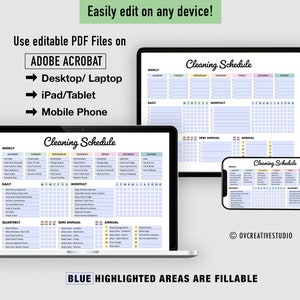 Editable Cleaning Schedule Printable Weekly, Monthly, Yearly Cleaning Checklist , ADHD, Cleaning Planner, House Chore List Digital PDF image 5