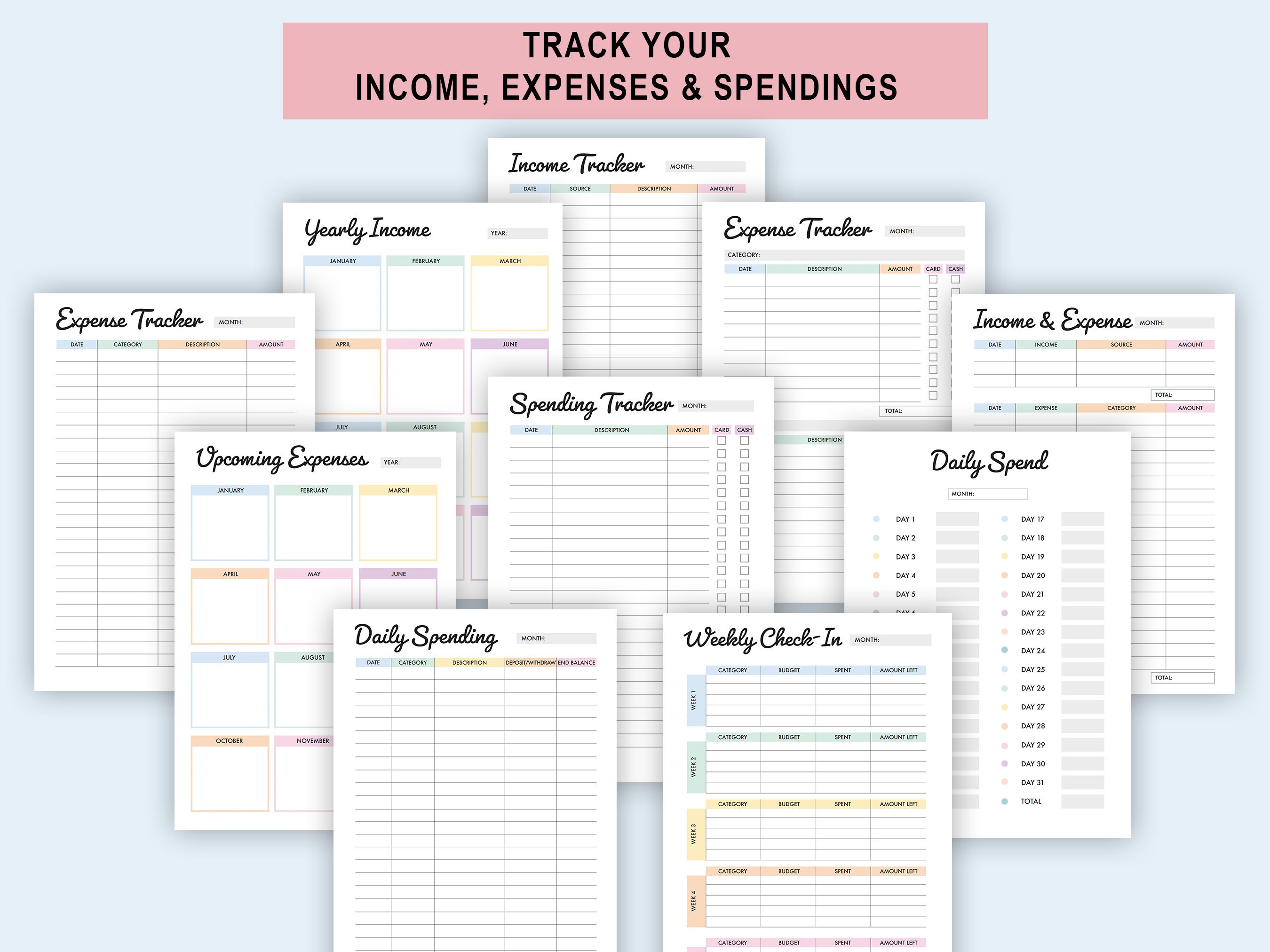 Printable Financial Planner BUNDLE | Digital PDF | Budget Tracker ...
