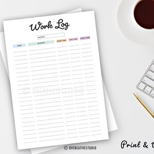 Editable Work Log | Printable | Time Log | Activity Tracker | Working ...