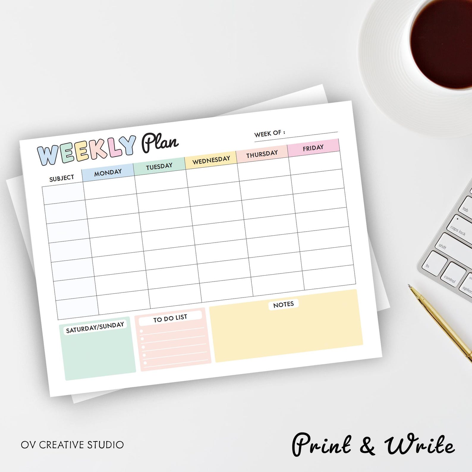 Editable Homeschool Weekly Schedule | Kids Weekly Plan | Printable ...