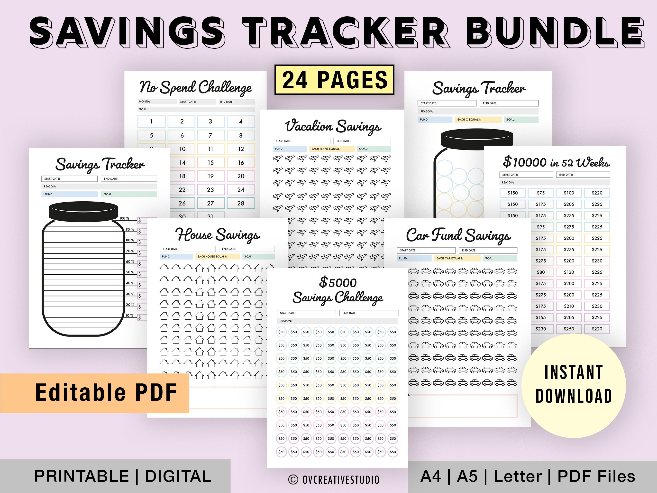 Geld Sparen Challenge: 120 Seiten zum Sparen, Monatlicher und  wöchentlicher Spar Tracker