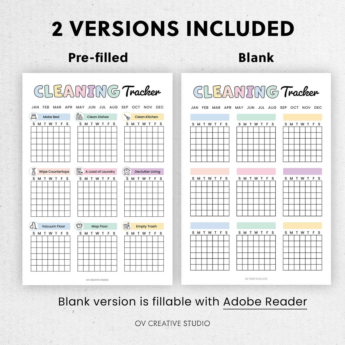 Cleaning Tracker | Printable Cleaning Monthly Checklist, Daily Cleaning ...