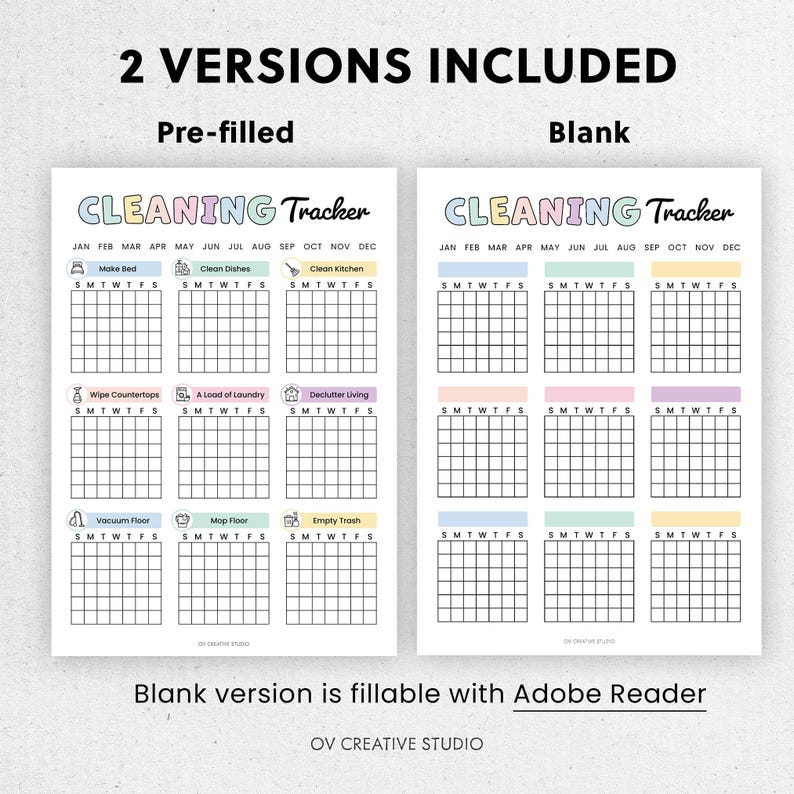Cleaning Tracker | Printable Cleaning Monthly Checklist, Daily Cleaning ...