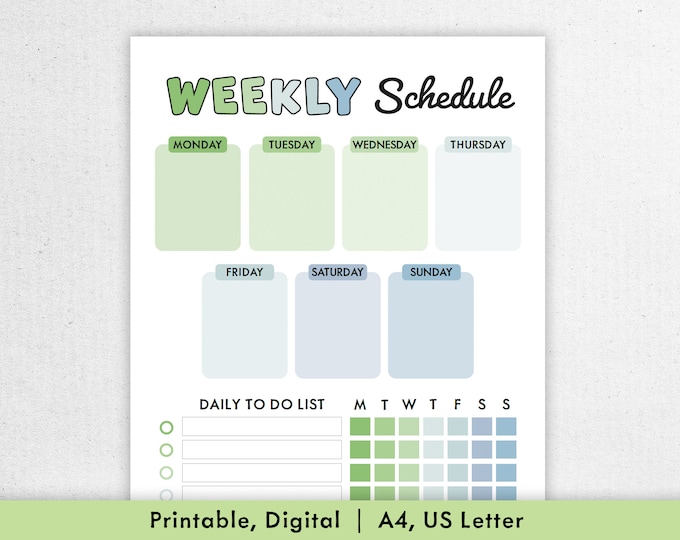 Editable Weekly Schedule Kids, Kids Weekly Planner Printable, Weekly ...