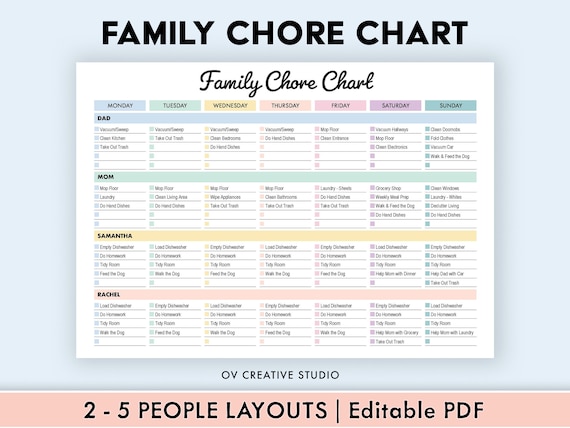 Printable Family Chore Chart - iMOM